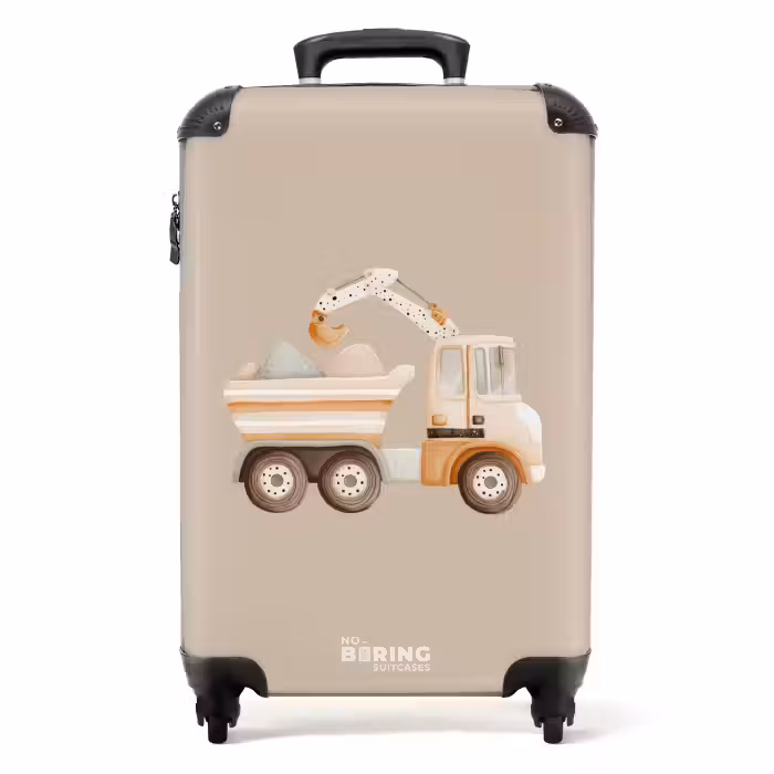 Valise - Camion-benne jaune dans des couleurs neutres