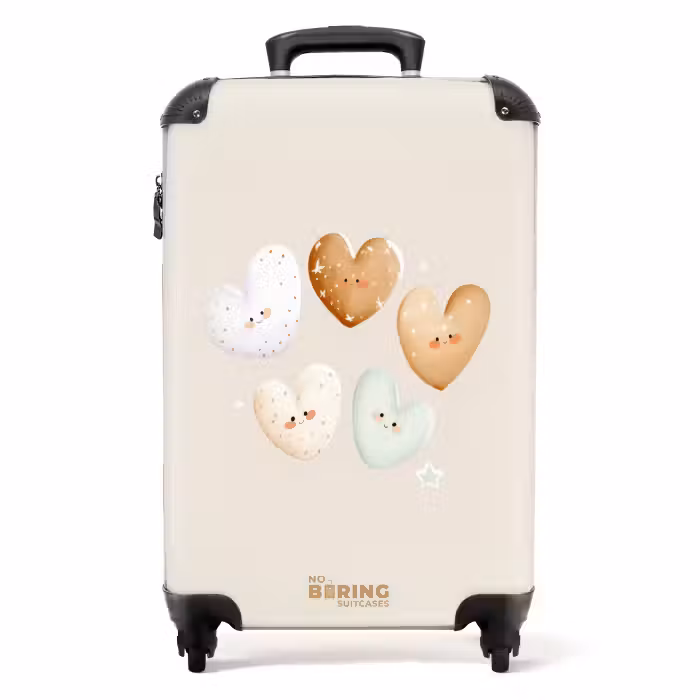 Valise - Coeurs dans des tons beiges doux