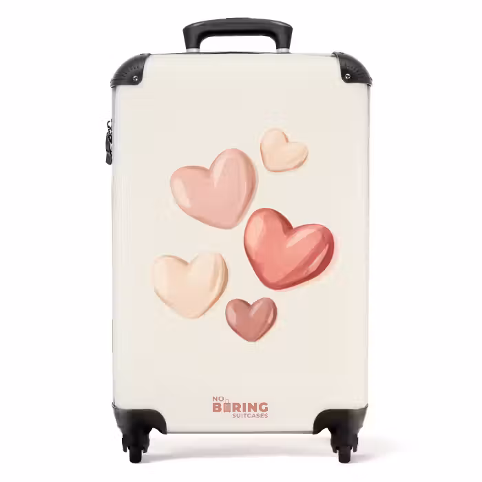 Valise - Coeurs flottants dans des tons doux de rouge et de rose