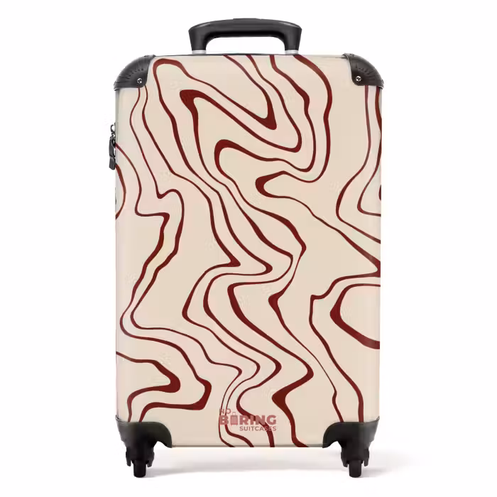 Valise - Fond beige avec lignes rouges abstraites