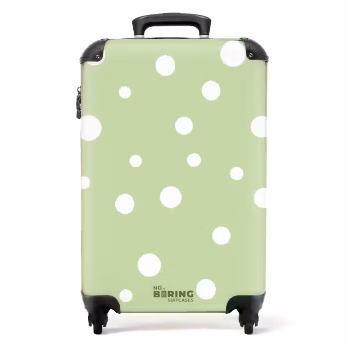 Valise - Fond vert avec points blancs