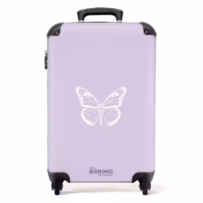 Valise - Fond violet avec papillon blanc