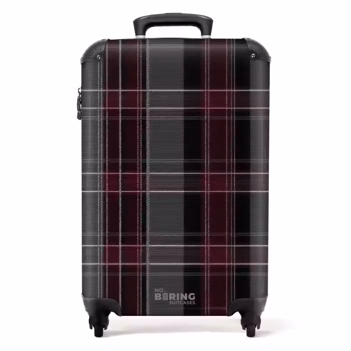 Valise - Motif à carreaux classique en gris et rouge