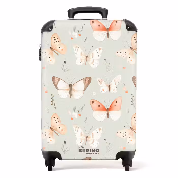 Valise - Motif de papillon dans des tons orange et rouge doux