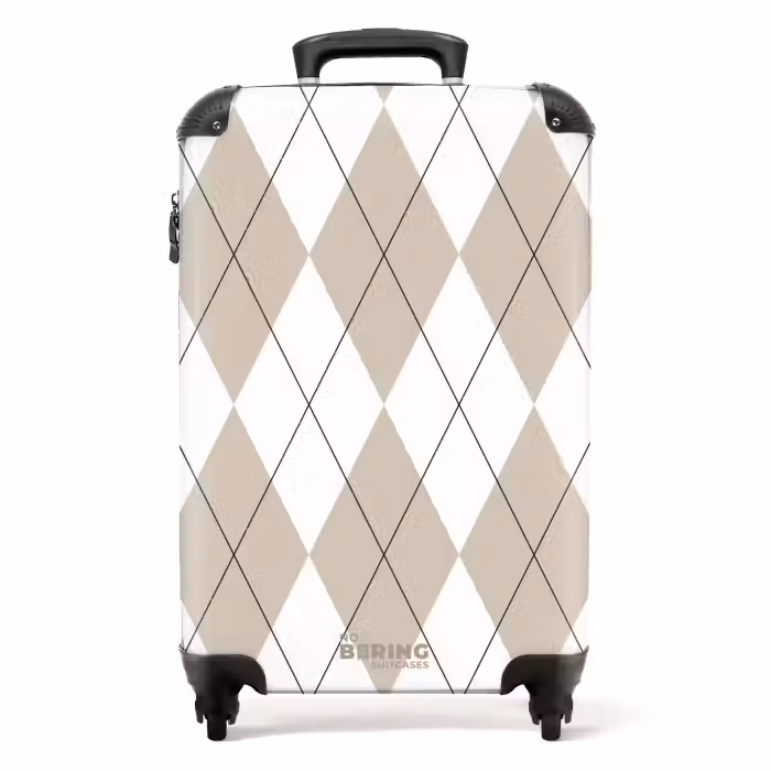 Valise - Motif écossais beige