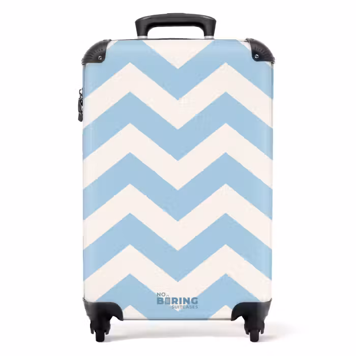 Valise - Motif en zigzag en bleu et blanc