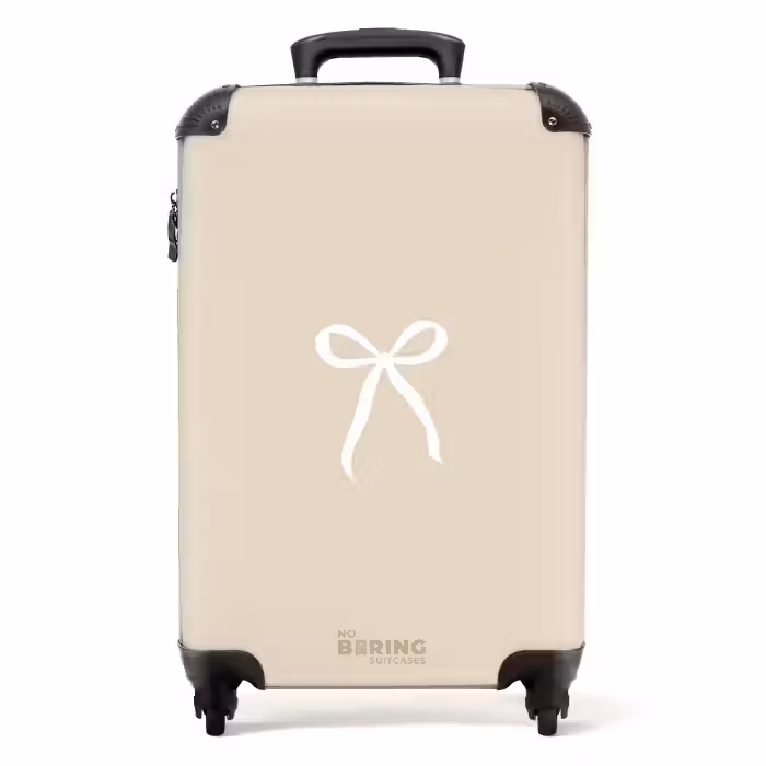 Valise - Noeud blanc sur fond beige