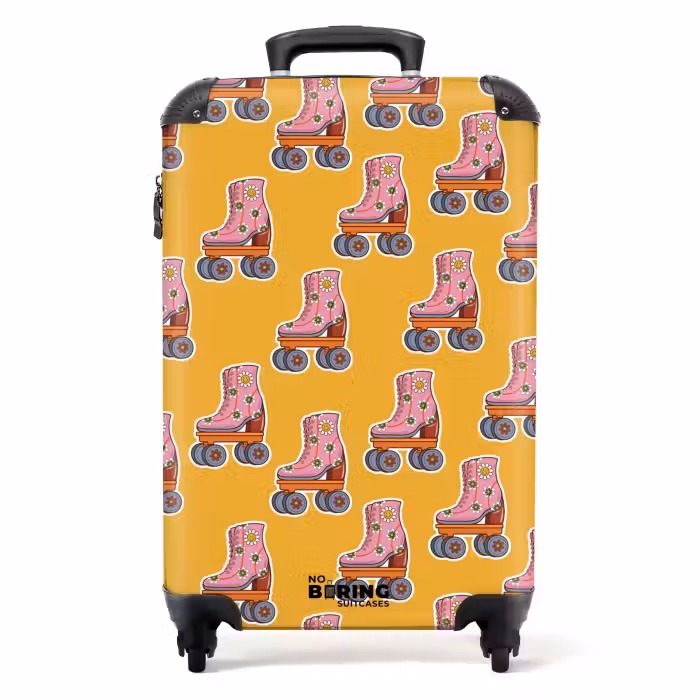 Valise - Retro disco rolschaatsen patroon kleurrijk