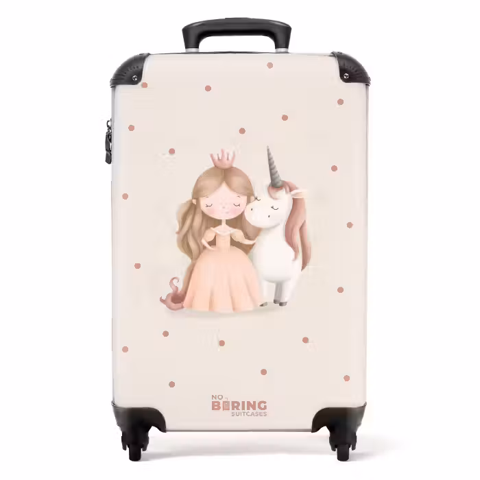 Valise - Princesse et licorne aux couleurs pastel
