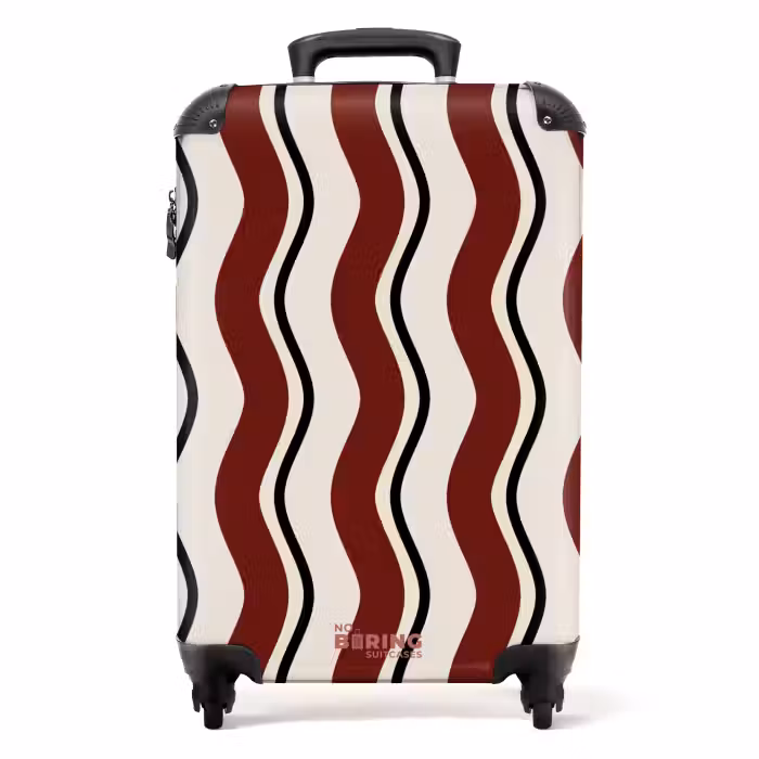 Valise - Rayures ondulées en rouge