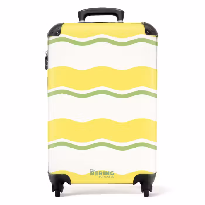 Valise - Rayures ondulées jaunes et vertes