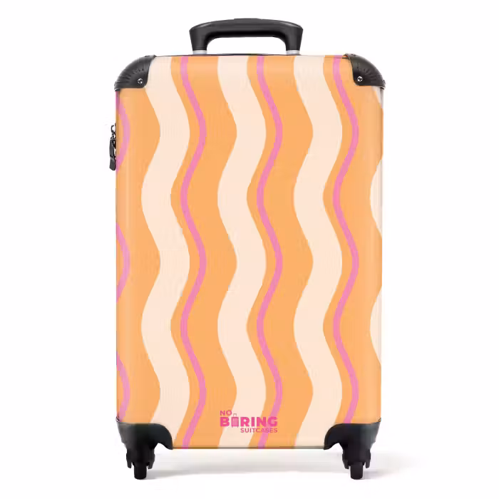 Valise - Rayures ondulées orange et rose