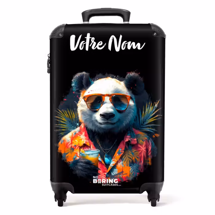 Valise avec nom - Le panda comme art de rue tropical