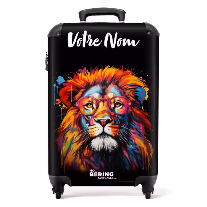 Valise avec nom - Lion coloré dans un style graffiti