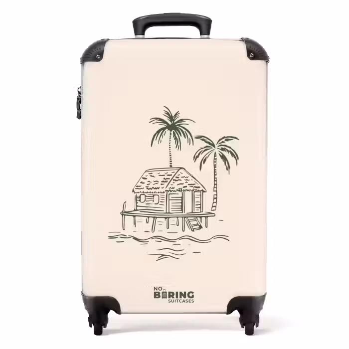 Valise - Palmiers - Île sur fond crème