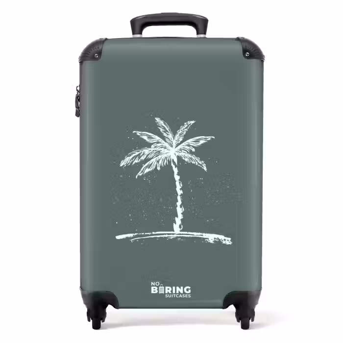 Valise - Palmiers - Palmier sur fond vert sauge