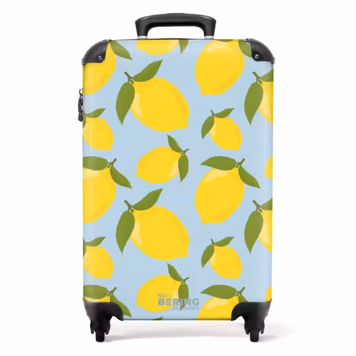 Valise - Pastel - Citrons sur fond bleu ciel clair