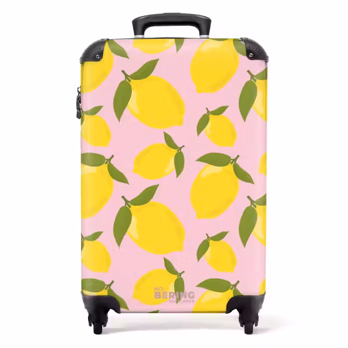 Valise - Pastel - Citrons sur fond rose clair