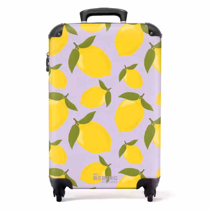 Valise - Pastel - Citrons sur fond violet lavande