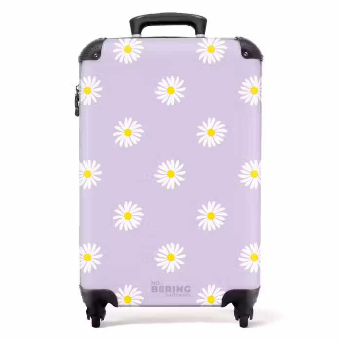 Valise - Pastel - Marguerites sur fond violet lavande