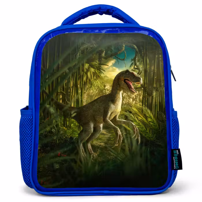 Sac à dos enfant - Bleu - Dinosaure - Plantes - Vert - Illustration - Enfants - Garçons