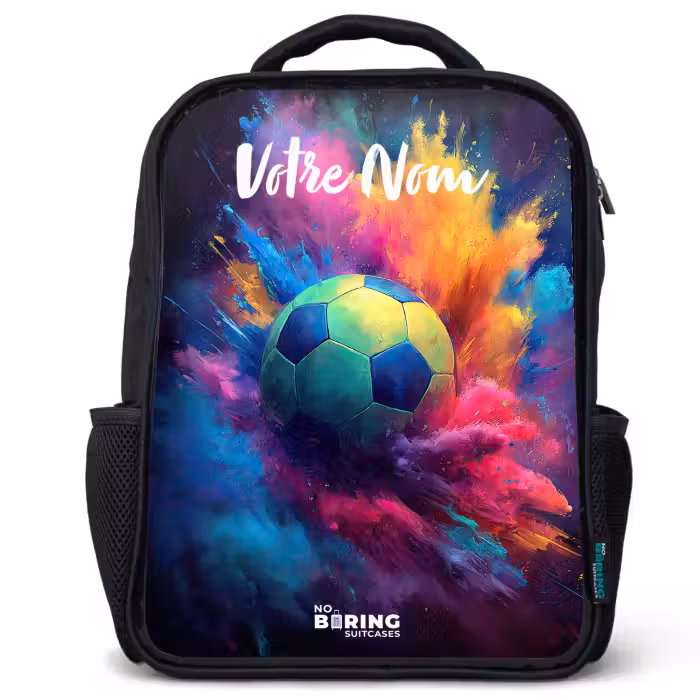 Sac à dos enfant avec votre nom - Noir - Néon - Boule - Colorée