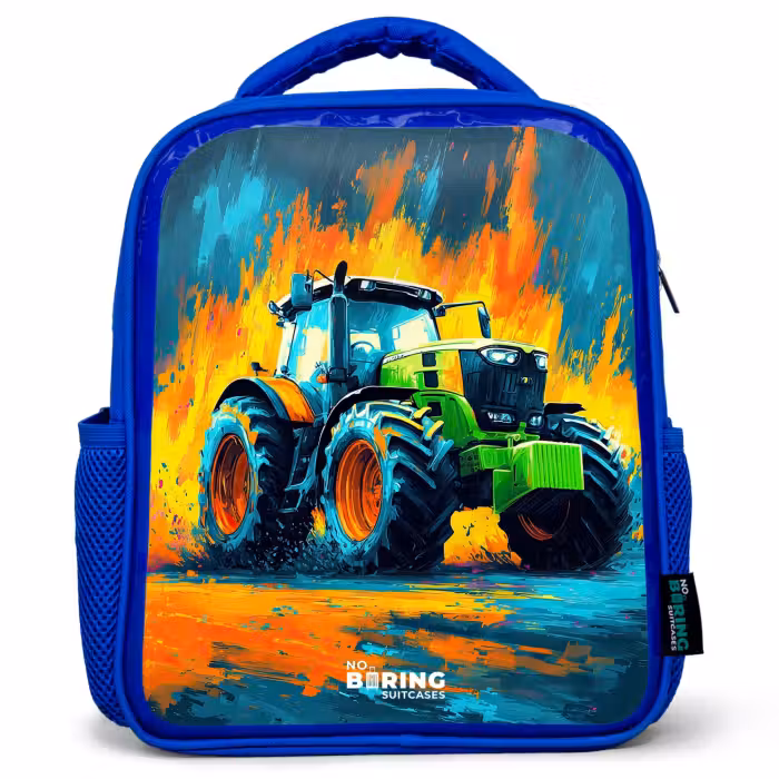 Sac à dos enfant - Bleu - Tracteur - Vert - Abstrait - Coups de pinceau