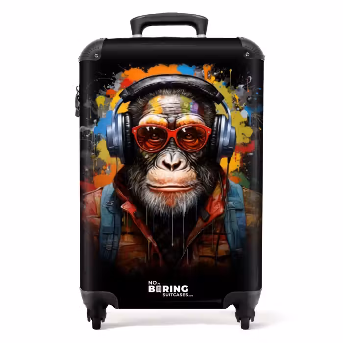 Valise - Chimpanzé avec des écouteurs et de la peinture à graffiti
