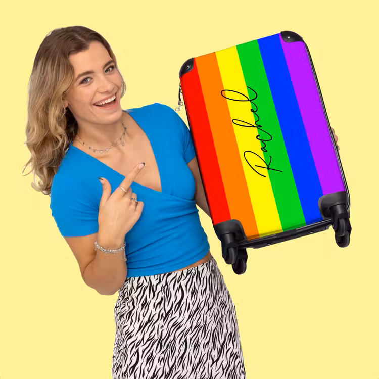 Valise - Fond arc-en-ciel avec lettres noires — 2