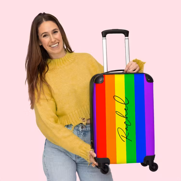 Valise - Fond arc-en-ciel avec lettres noires — 4