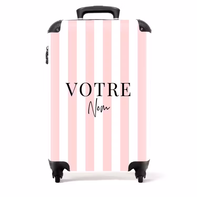 Valise - Fond rayé rose avec lettres noires — 1