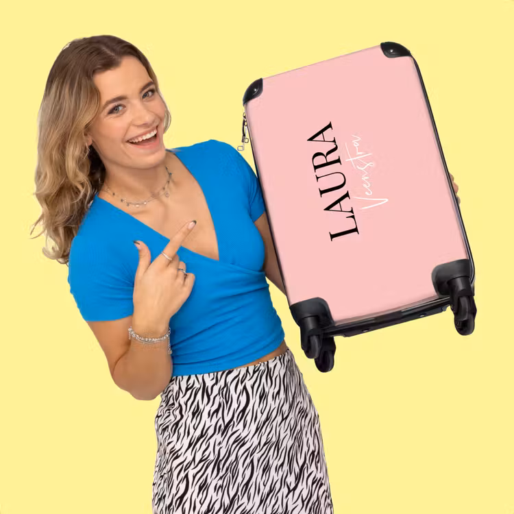 Valise - Fond rose avec lettres noires et blanches — 2