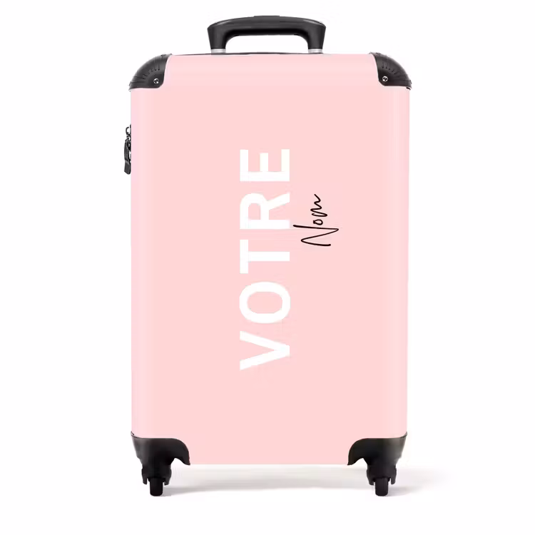 Valise - Fond saumon rose avec lettres blanches et noires — 1