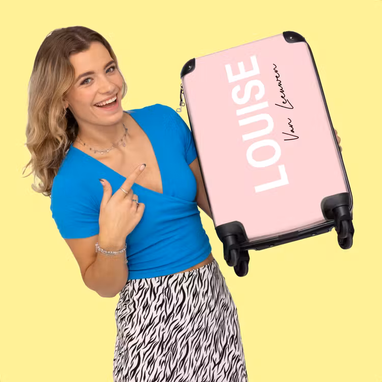 Valise - Fond saumon rose avec lettres blanches et noires — 2