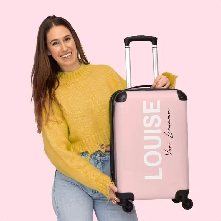 Valise - Fond saumon rose avec lettres blanches et noires — 4