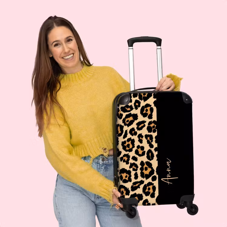 Valise -  Imprimé léopard jaune, orange/marron, noir — 4