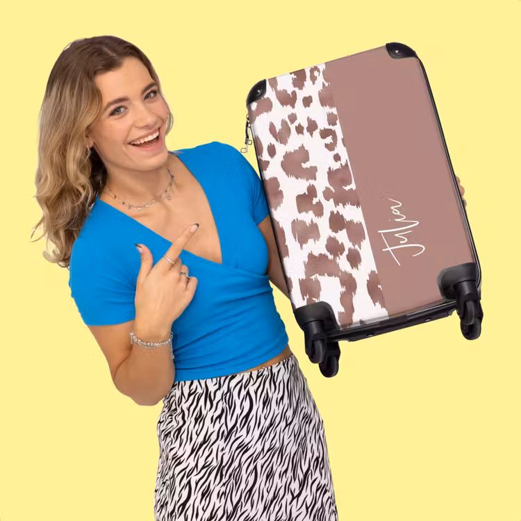 Valise - Imprimé léopard marron/rouge avec blanc — 2