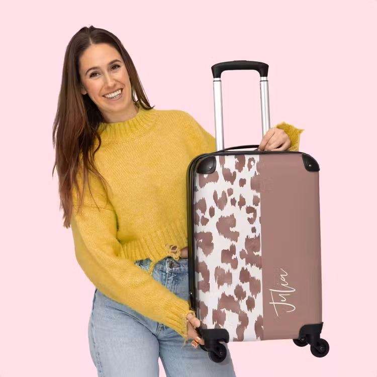 Valise - Imprimé léopard marron/rouge avec blanc — 4