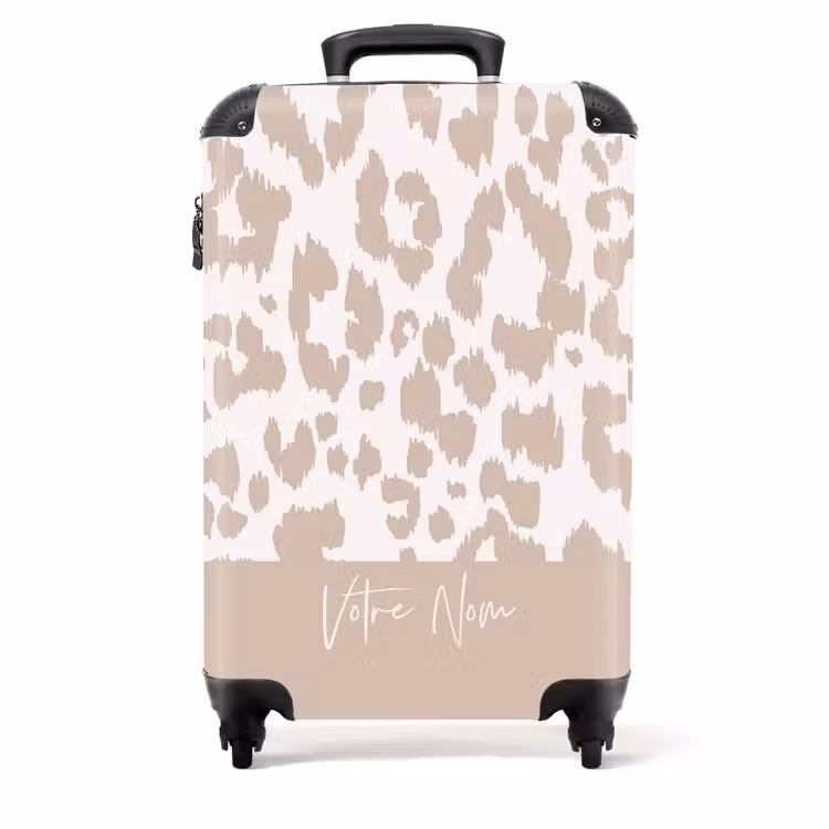 Valise -  Imprimé léopard taupe avec blanc — 1