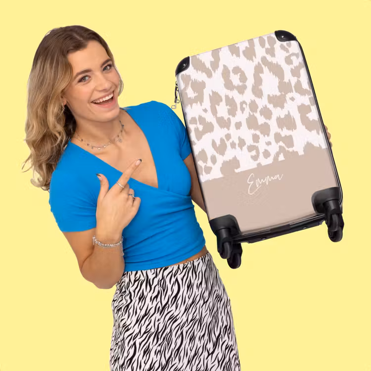 Valise -  Imprimé léopard taupe avec blanc — 2