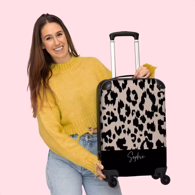 Valise - Imprimé léopard taupe avec noir — 4