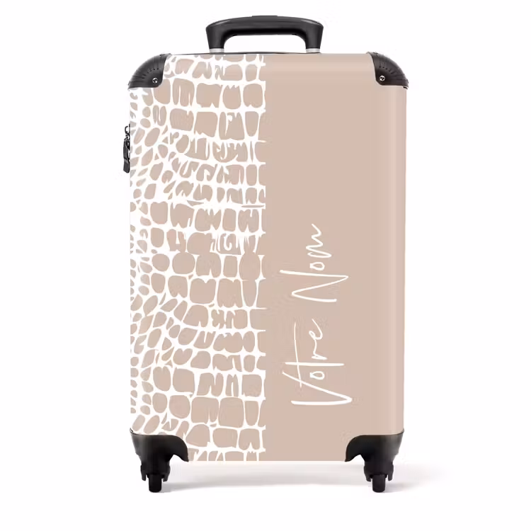 Valise - Imprimé serpent taupe avec blanc — 1