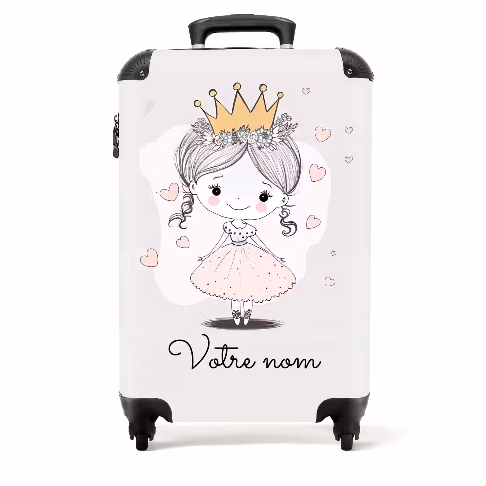 Valise - Princesse avec Couronne et Cœurs Roses — 1