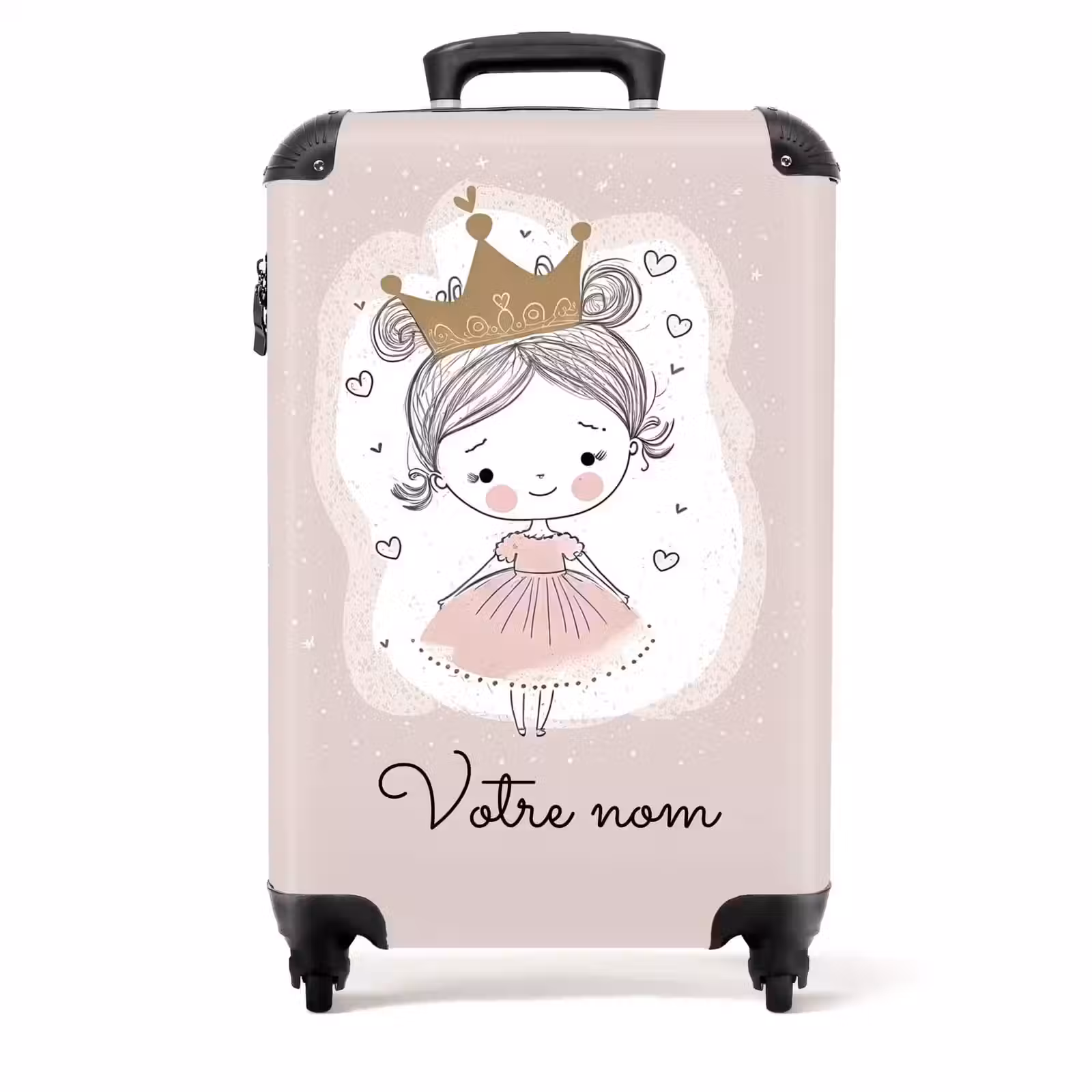 Valise - Princesse sur Fond Coloré avec des Cœurs — 1