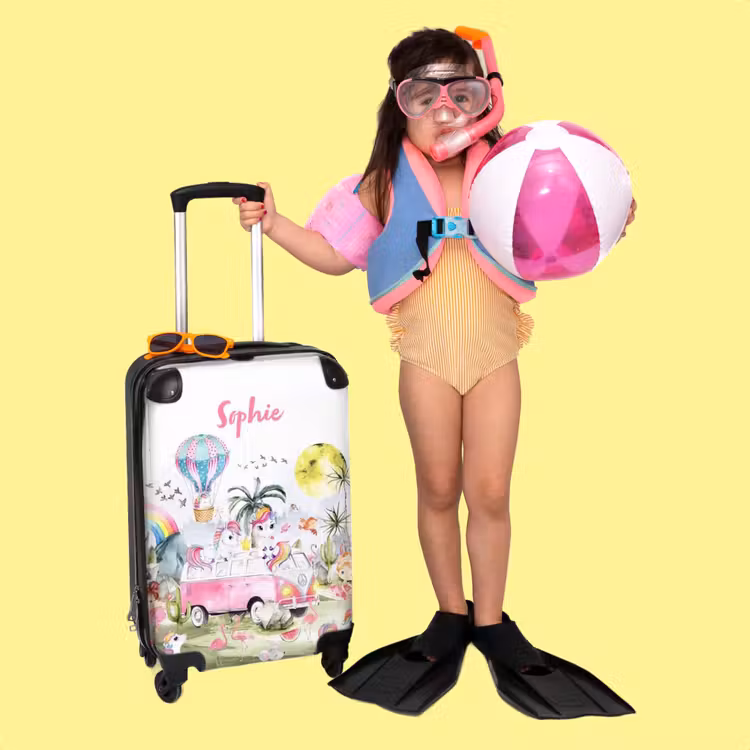 Valise -  Bus safari licornes roses — 2