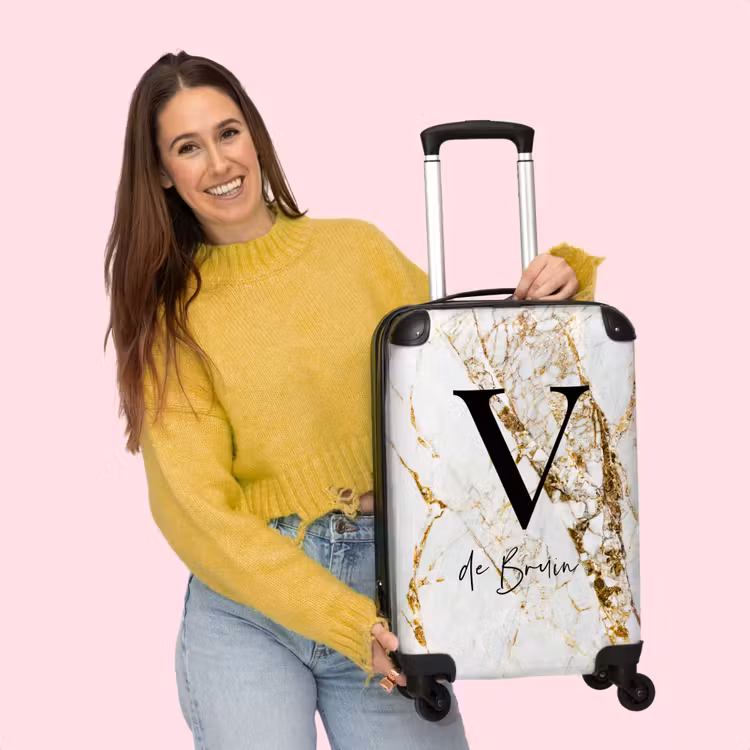 Valise -  Marbre blanc doré brut — 4