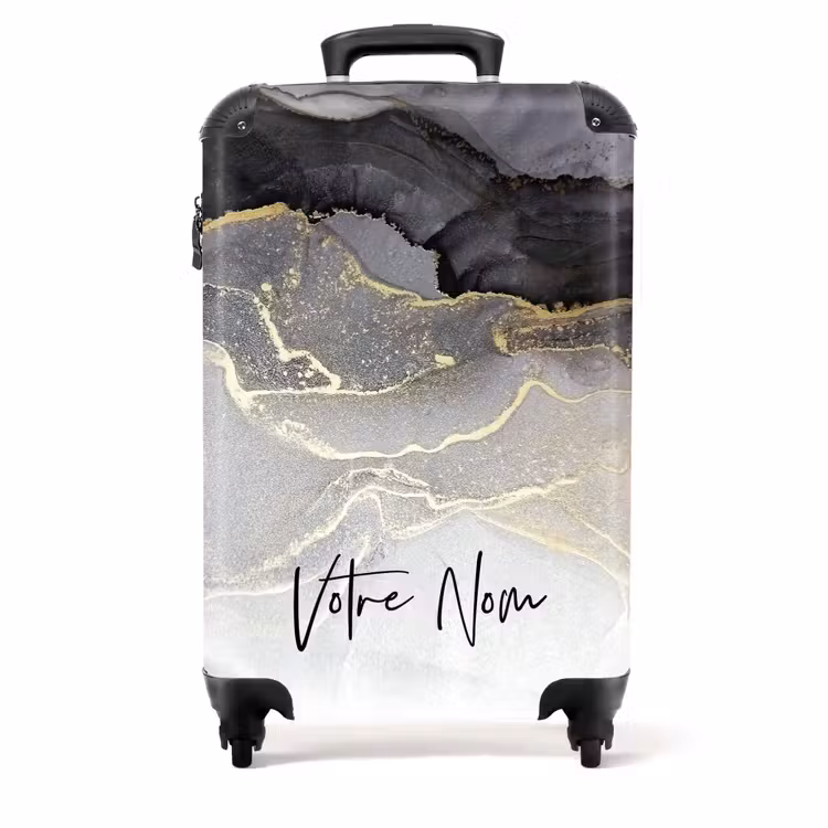 Valise - Marbre blanc/gris/marron/noir avec doré — 1