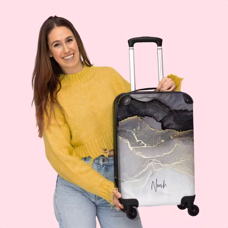 Valise - Marbre blanc/gris/marron/noir avec doré — 4