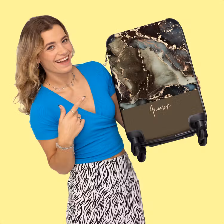 Valise -  Marbre marron/noir/gris/vert doré — 2