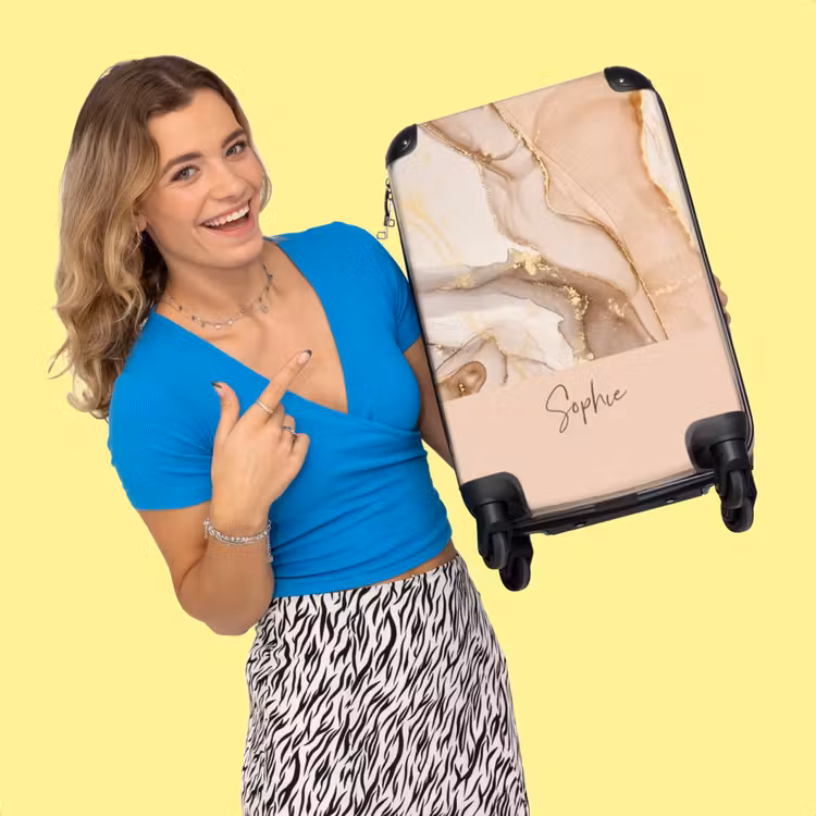 Valise - Marbre orange/rose avec doré — 2